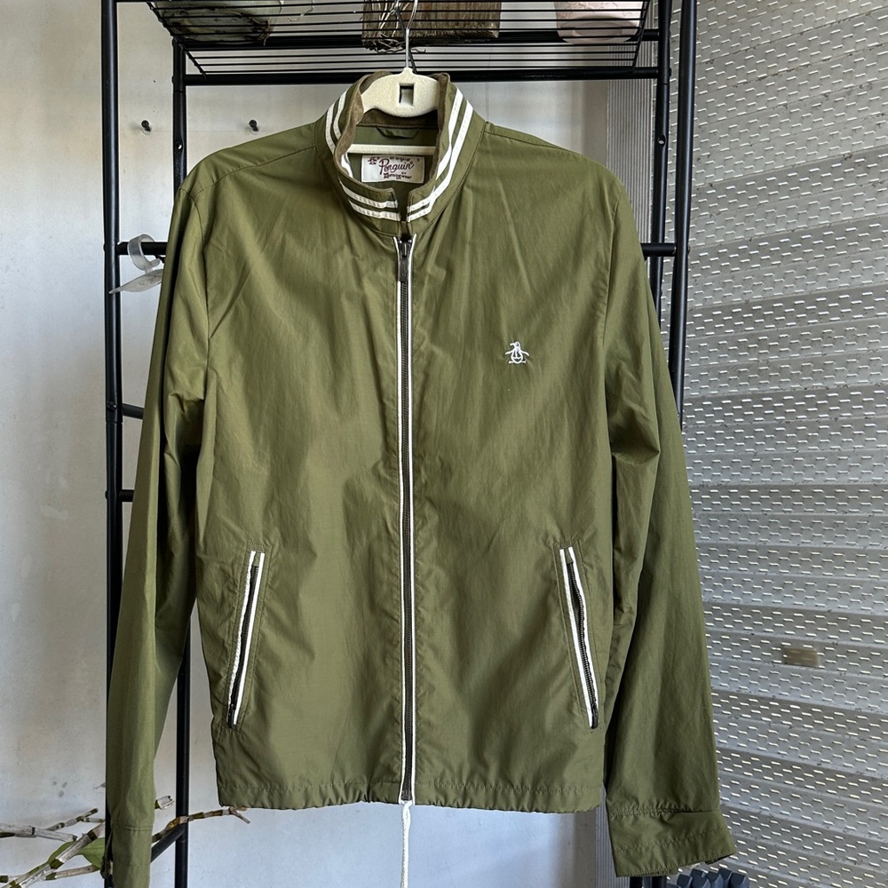 Original Penguin Olive Green Lightweight Windbreaker Zip-Up Jacket